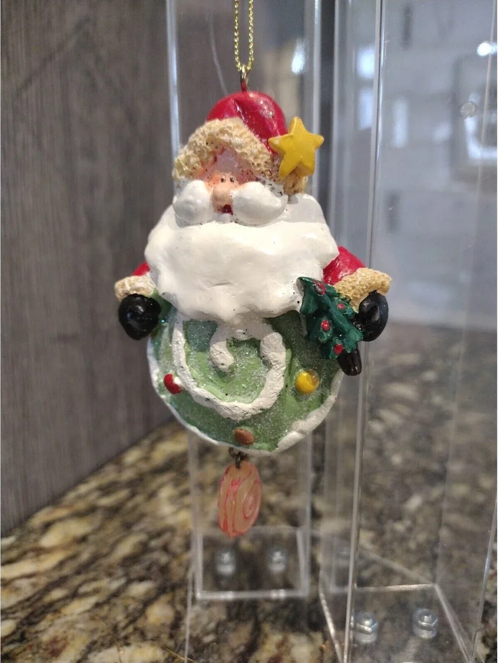 Vtg. Santa Claus Candy Swirls Christmas Porcelain Ornament 4